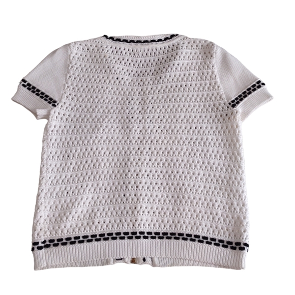 Red Valentino Size Large Crochet Knit Short Sleeve Front Zip Sweater - Picture 2 of 16